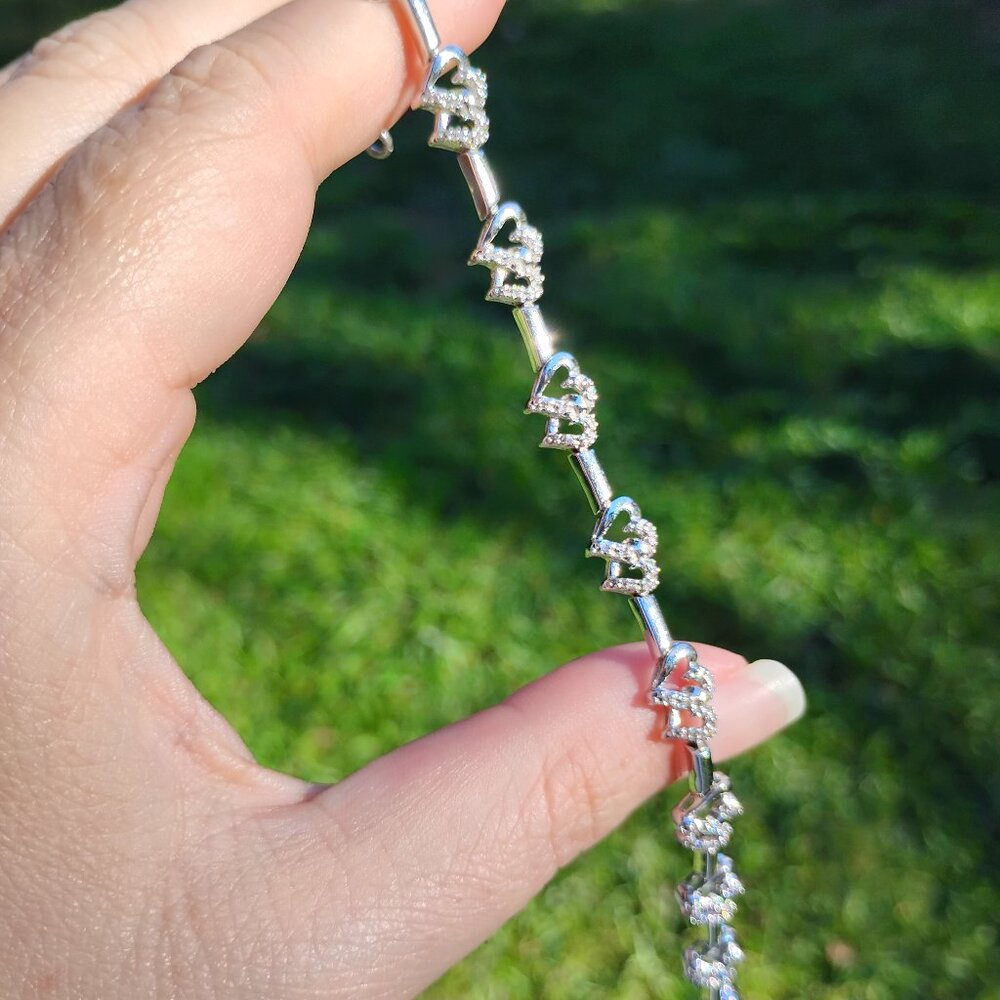 Zales 1/16c Diamond and Sterling Link Bracelet